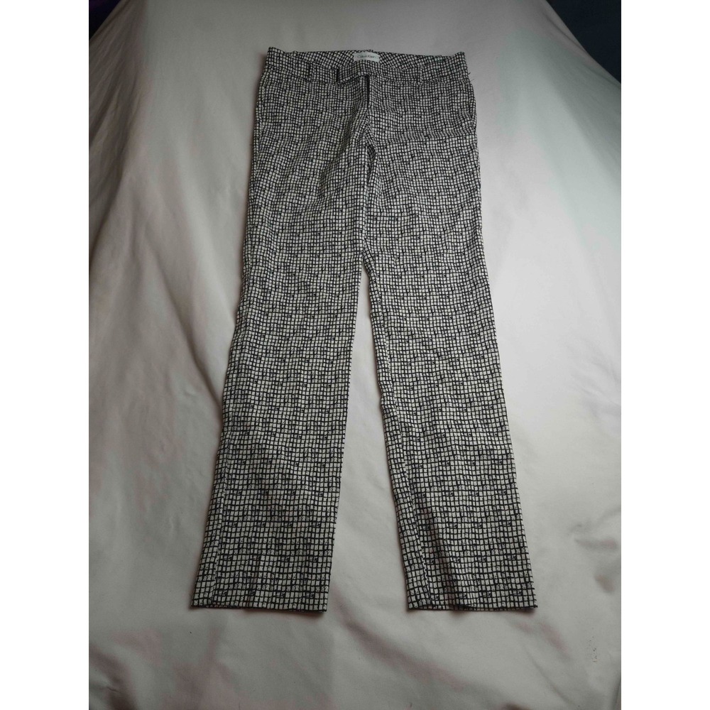 Calvin Klein Dress Pants Womens Size 2 Black White Grid Pattern Slim Work Office